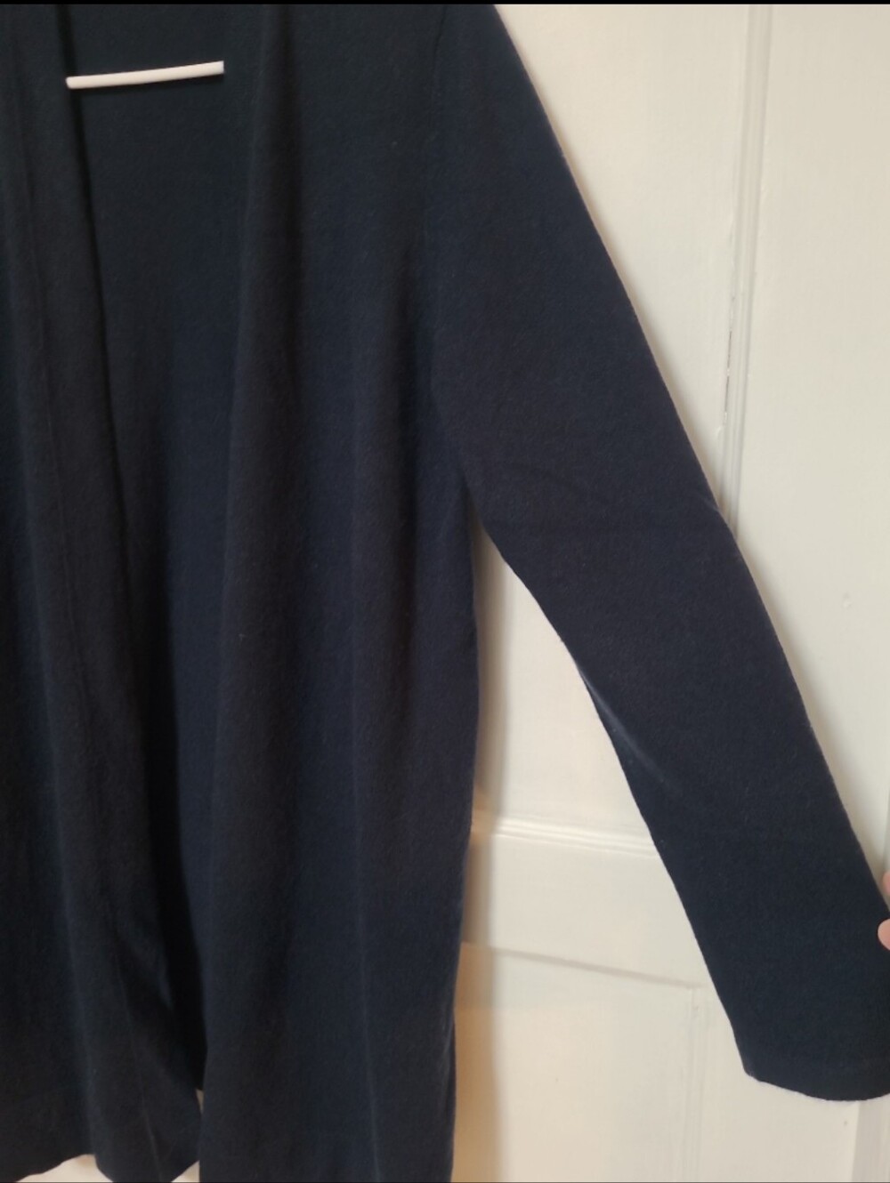 J. Jill Open-Front Longline Cashmere Cardigan Navy Medium - Picture 2 of 6